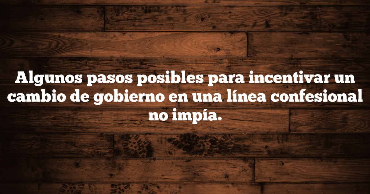 Algunos pasos posibles para incentivar un cambio de gobierno en una línea confesional no impía.