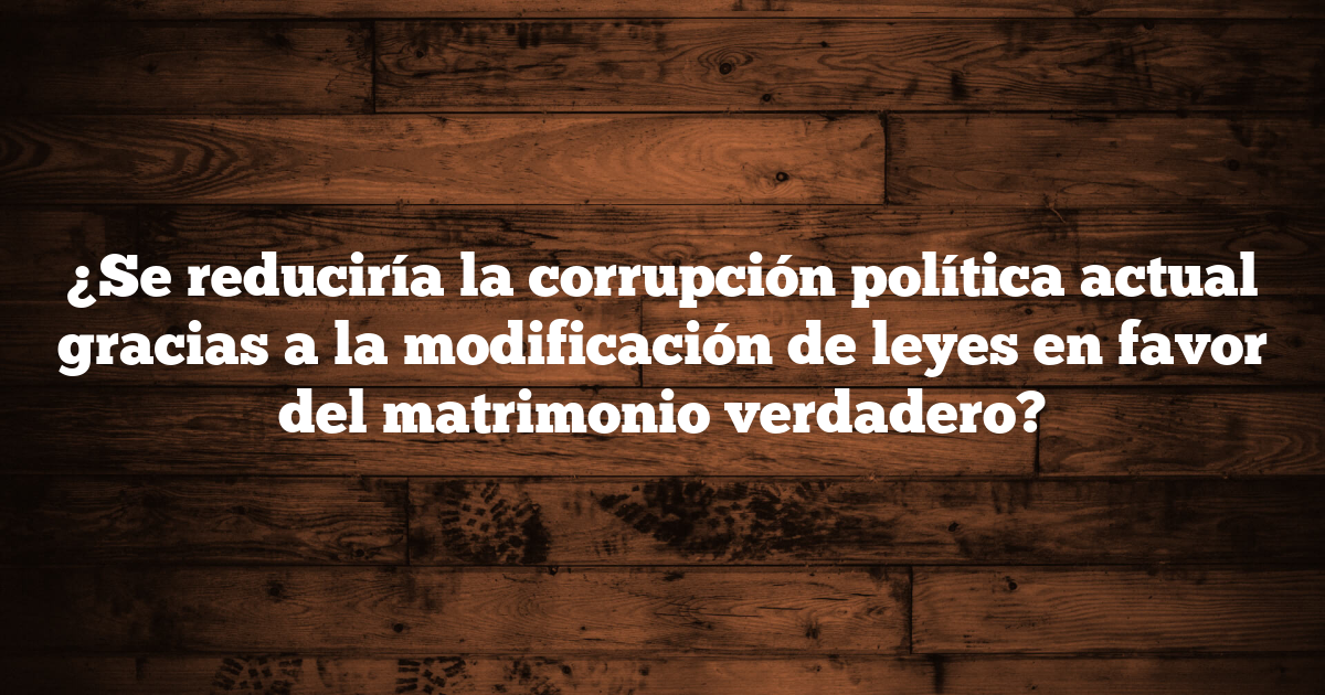 ¿Se reduciría la corrupción política actual gracias a la modificación de leyes en favor del matrimonio verdadero?