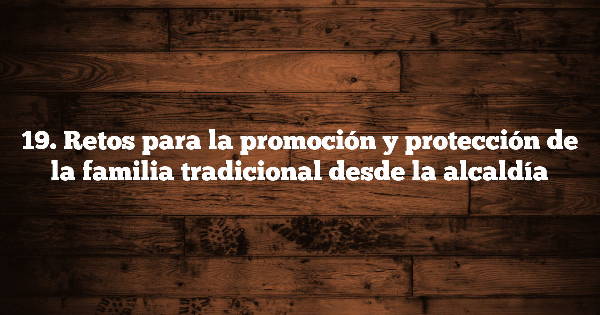 19. Retos para la promoción y protección de la familia tradicional desde la alcaldía