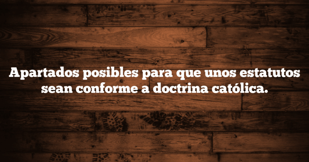 Apartados posibles para que unos estatutos sean conforme a doctrina católica.