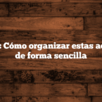 Artículo 4: Cómo organizar estas actividades de forma sencilla