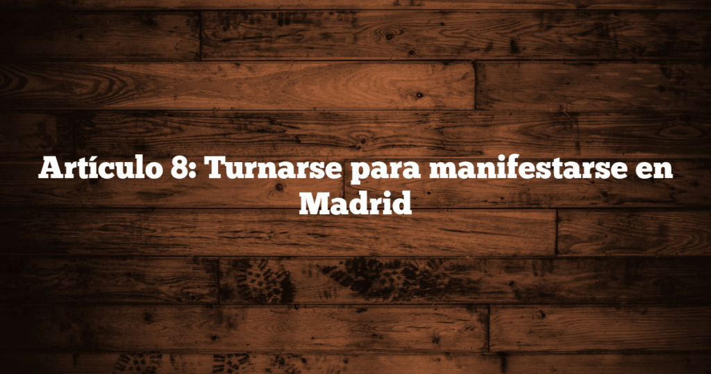 Artículo 8: Turnarse para manifestarse en Madrid