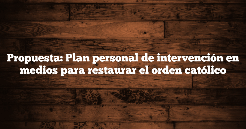 Propuesta: Plan personal de intervención en medios para restaurar el orden católico