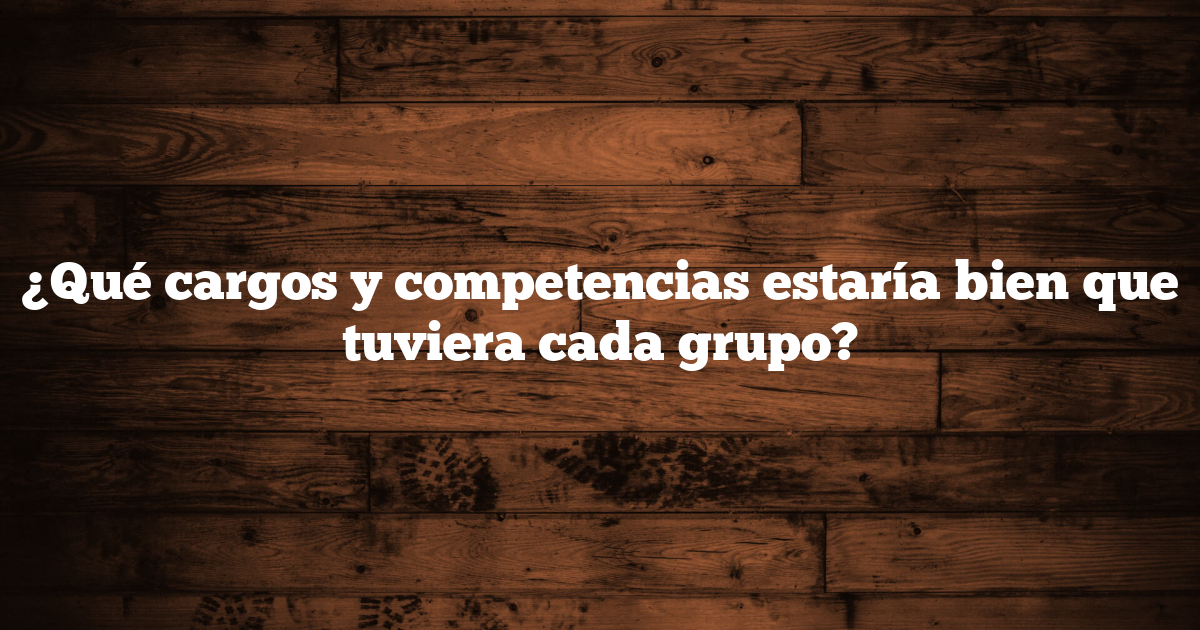 ¿Qué cargos y competencias estaría bien que tuviera cada grupo?