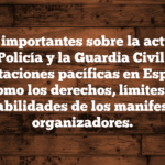 Aspectos importantes sobre la actuación de la Policía y la Guardia Civil en manifestaciones pacíficas en España, así como los derechos, límites y responsabilidades de los manifestantes y organizadores.