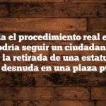 Cómo sería el procedimiento real en España que podría seguir un ciudadano para proponer la retirada de una estatua de una mujer desnuda en una plaza pública