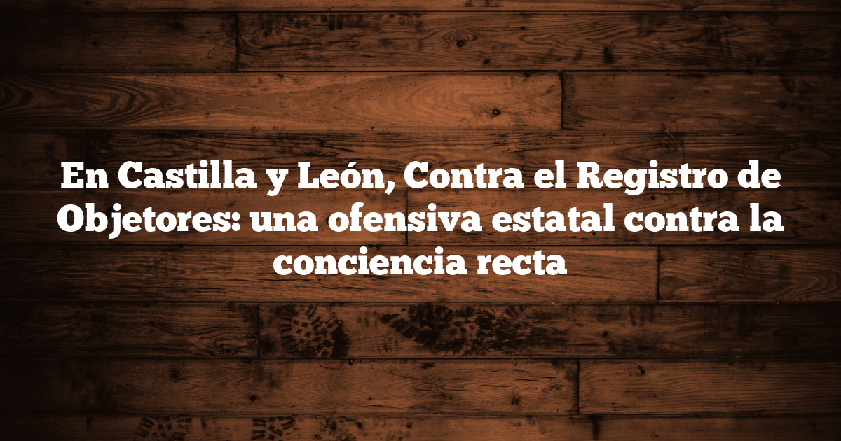En Castilla y León, Contra el Registro de Objetores: una ofensiva estatal contra la conciencia recta