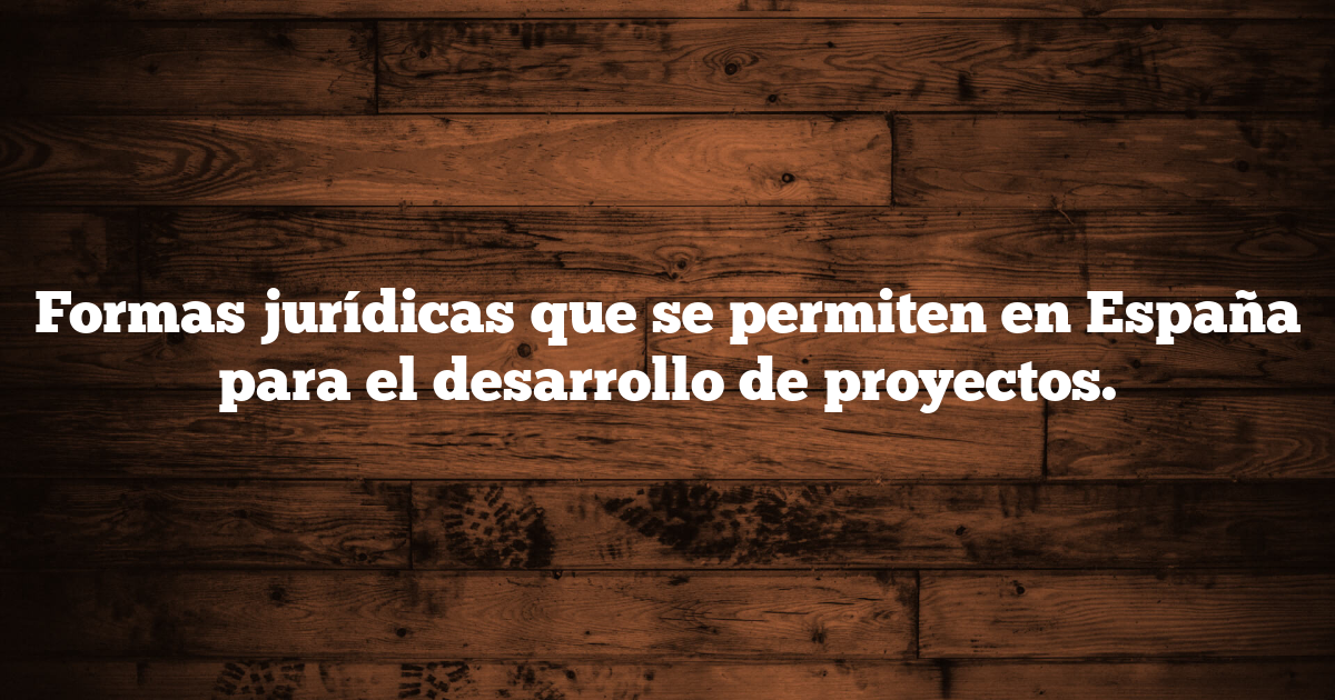 Formas jurídicas que se permiten en España para el desarrollo de proyectos.