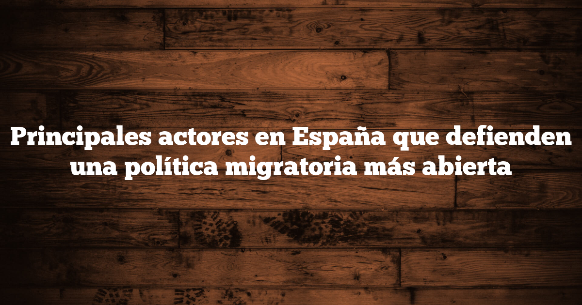 Principales actores en España que defienden una política migratoria más abierta