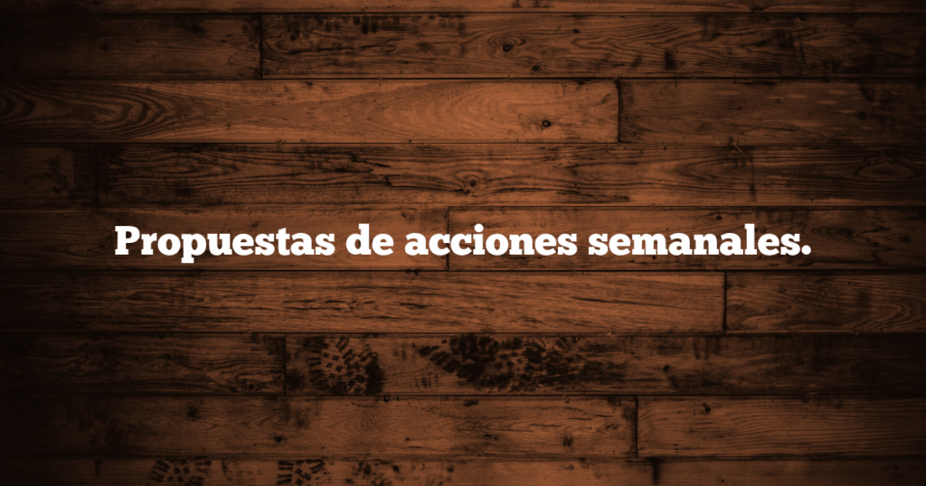 Propuestas de acciones semanales.