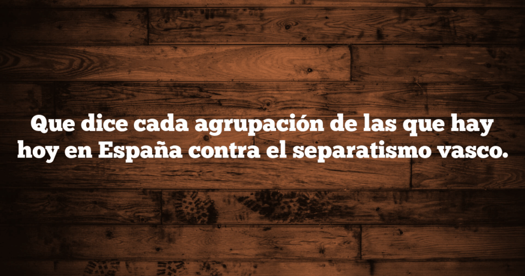Que dice cada agrupación de las que hay hoy en España contra el separatismo vasco.