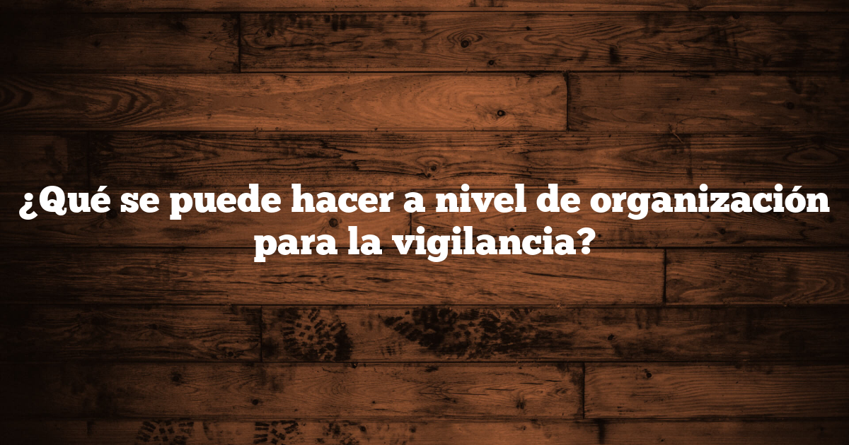 ¿Qué se puede hacer a nivel de organización para la vigilancia?