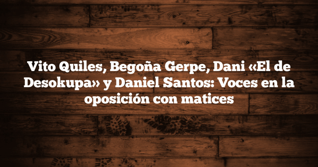 Vito Quiles, Begoña Gerpe, Dani «El de Desokupa» y Daniel Santos: Voces en la oposición con matices