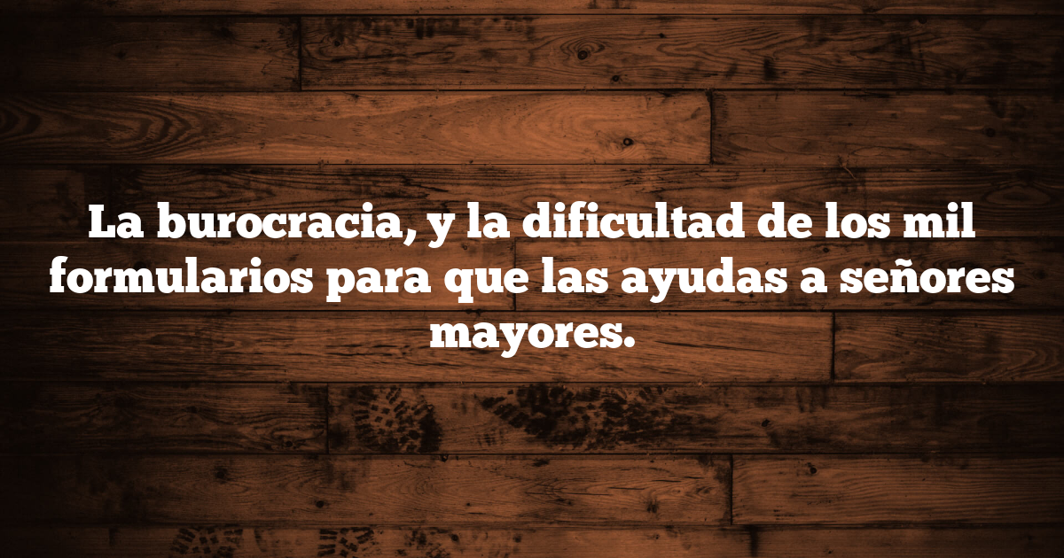 La burocracia, y la dificultad de los mil formularios para que las ayudas a señores mayores.