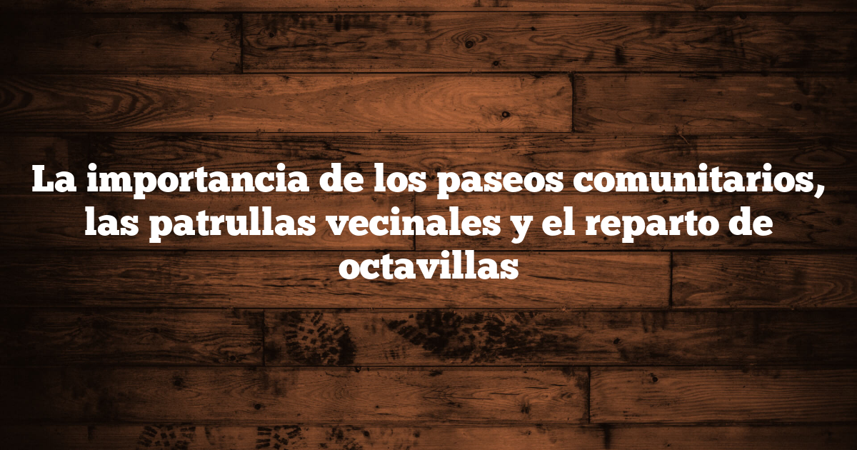 La importancia de los paseos comunitarios, las patrullas vecinales y el reparto de octavillas
