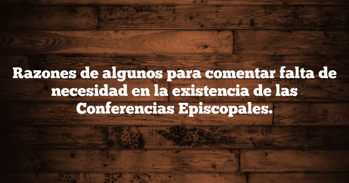 Razones de algunos para comentar falta de necesidad en la existencia de las Conferencias Episcopales.