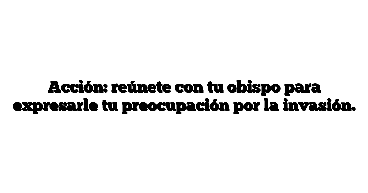 Acción: reúnete con tu obispo para expresarle tu preocupación por la invasión.