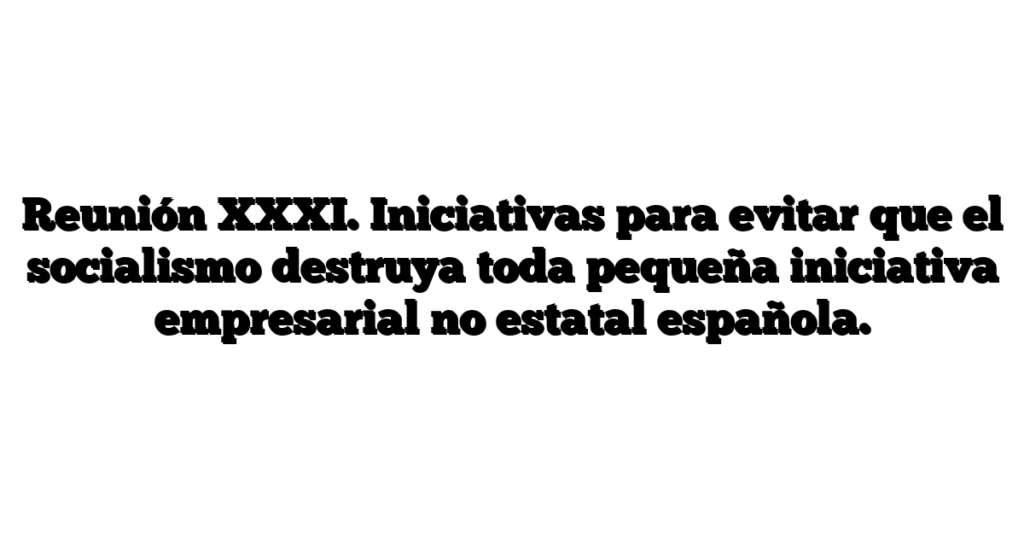 Reunión XXXI. Iniciativas para evitar que el socialismo destruya toda pequeña iniciativa empresarial no estatal española.