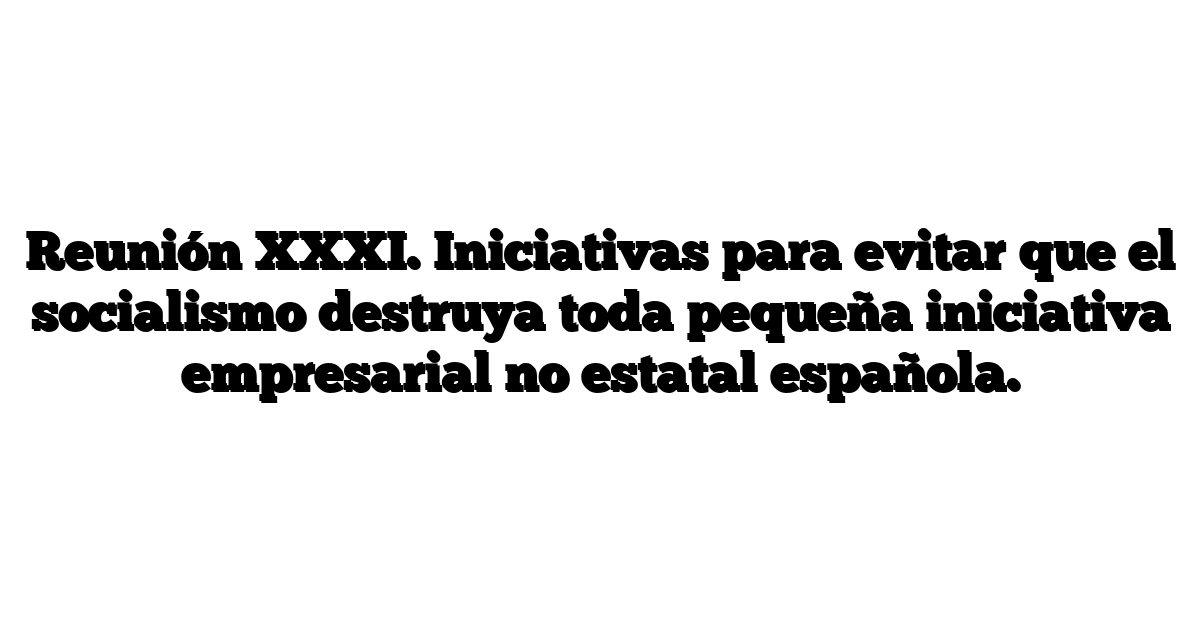 Reunión XXXI. Iniciativas para evitar que el socialismo destruya toda pequeña iniciativa empresarial no estatal española.
